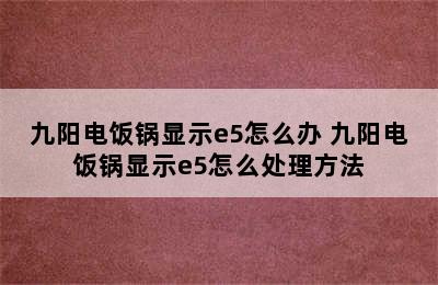 九阳电饭锅显示e5怎么办 九阳电饭锅显示e5怎么处理方法